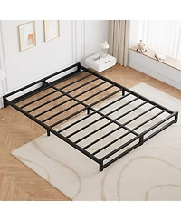gaomon Full Metal Platform Bed Frame Steel Slats 6 Inch Tall Mattress Foundation Easy Assembly No Box Spring