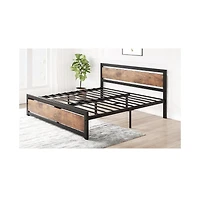 gaomon Bed Frame Industrial Platform With Headboard Easy Assembly Mattress Frame Retro Brown No Box Spring Needed