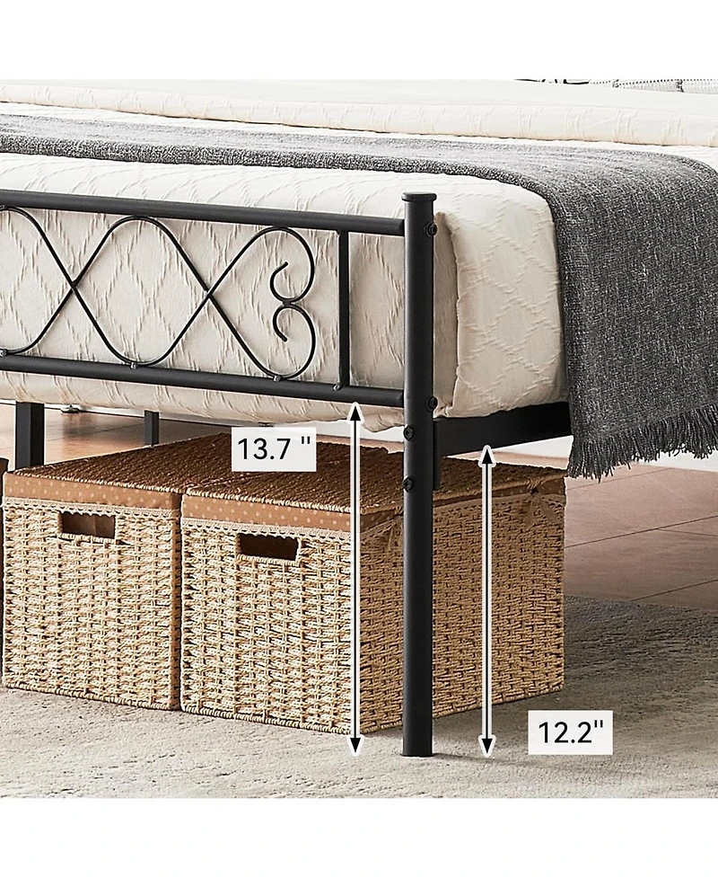 gaomon Metal Platform Bed Frame With Headboard Storage Capacity Steel Slats Modern No Box Spring Easy Assembly