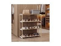 Slickblue 4 Tier Solid Wood Shoe Organizer with Open Slatted Storage
