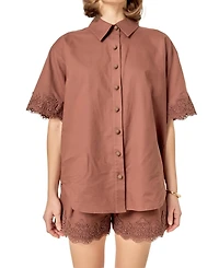 English Factory Women's Linen Lace Shirt