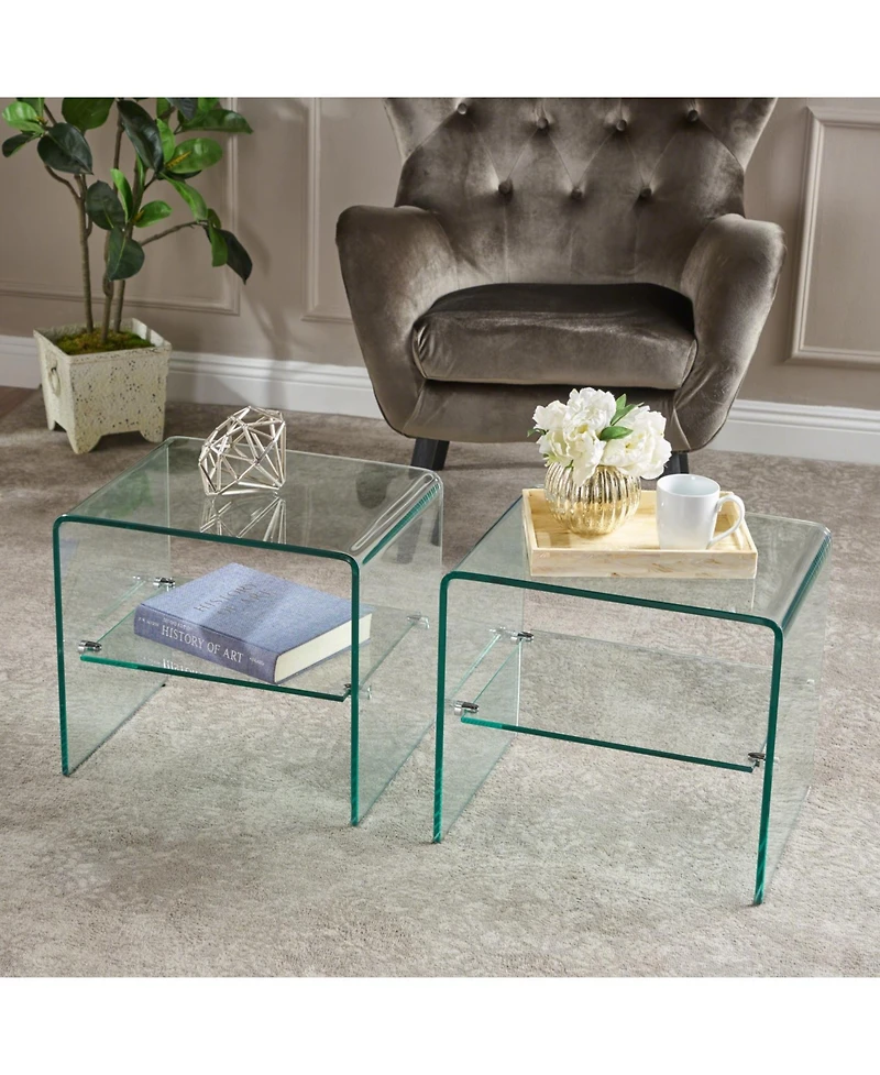 Streamdale Furniture Tempered Glass & Aluminum End Table - Living Room Accent