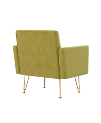 Streamdale Furniture Velvet Tufted Armchair with Gold Metal Leg
