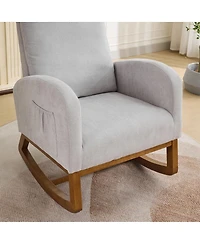 Streamdale Furniture 27.2"W Rocking Chair for Nursery, Polyester Glider with High Back & Side Pocket