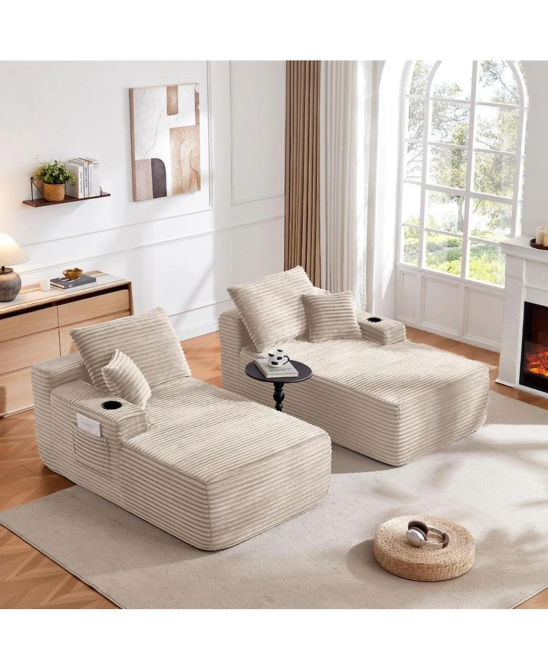 Streamdale Furniture 69" Cloud Sectional Couch, L-Shape & R-Shape Chaise, Deep Seat