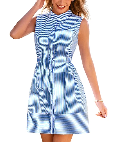 Cupshe Women's Sleeveless Striped Button-Front Shirt Dress