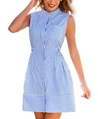 Cupshe Women's Sleeveless Striped Button-Front Shirt Dress