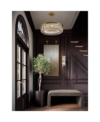 Possini Euro Design Jenna Modern Glam Ceiling Light Semi Flush-Mount Fixture 28" Soft Gold Metal 8-Light Clear Glass Shade for Bedroom Kitchen Living