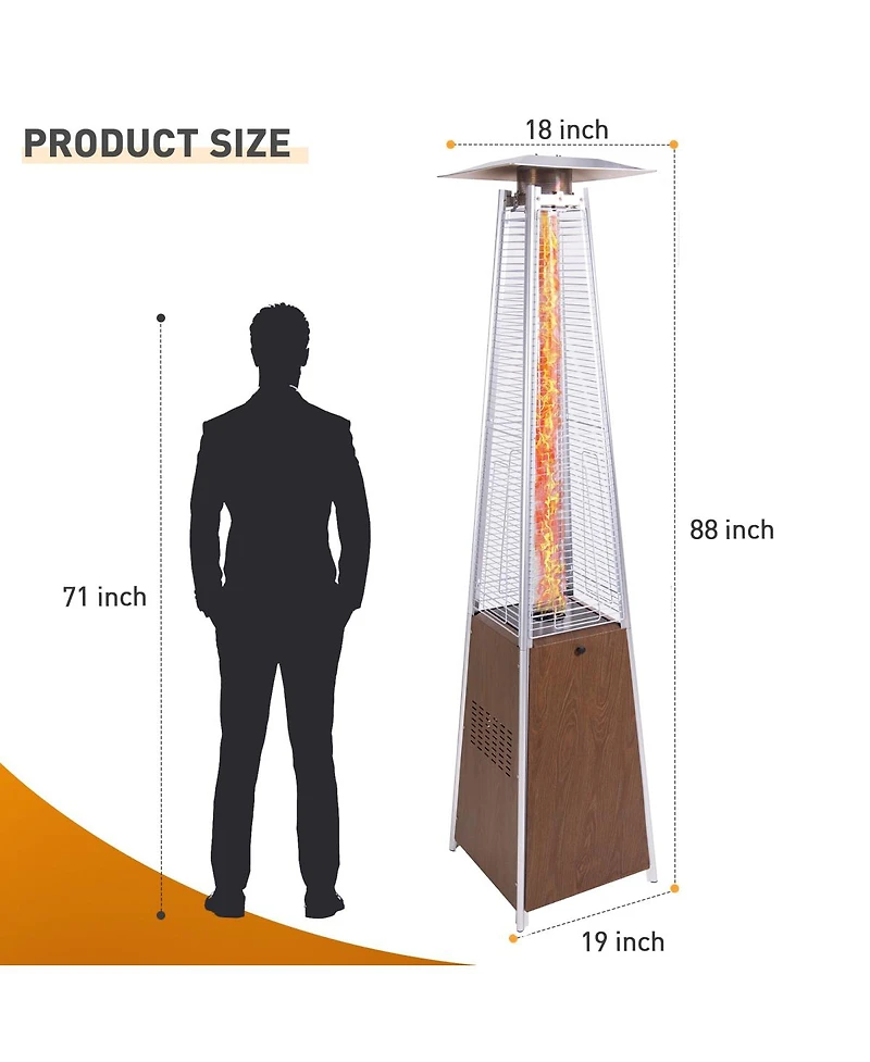 Streamdale Furniture Patio Heater 48,000 Btu Propane with Wheels & Cover, Outdoor/Indoor Use
