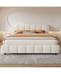 Streamdale Furniture King Boucle Platform Bed with Curved Headboard