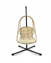 Clihome Swing Egg Chair with Stand Indoor Outdoor Wicker Rattan Patio Basket Hanging