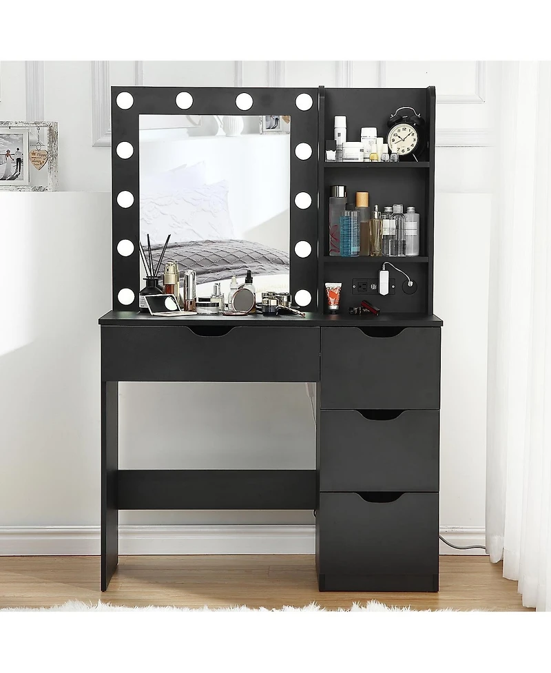 gaomon Makeup Vanity with Lights and Power Outlet, 36" Makeup Table with Lighted Mirror