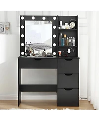 gaomon Makeup Vanity with Lights and Power Outlet, 36" Makeup Table with Lighted Mirror