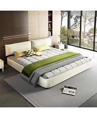 Streamdale Furniture King Size Cloud Bed Frame with Padded Movable Headboard, Chenille Upholstered