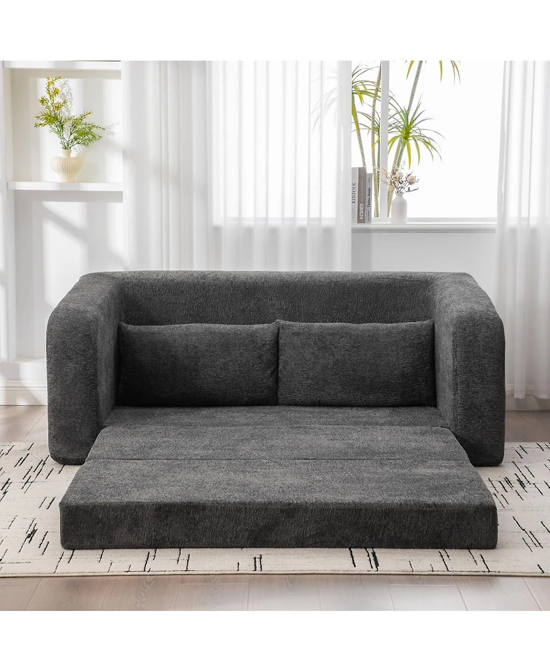 Streamdale Furniture71" 2-in-1 Pull Out Loveseat Sofa Bed with Pillows, Convertible Cloud Mattress