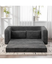 Streamdale Furniture71" 2-in-1 Pull Out Loveseat Sofa Bed with Pillows, Convertible Cloud Mattress