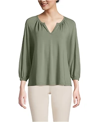 Lands' End Women's Lightweight Jersey Notch Neck Gather Blouse