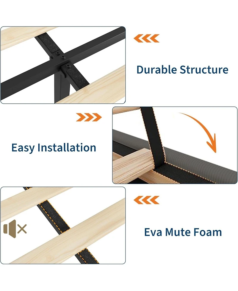 gaomon Queen Bed Frame with Storage Drawers Corduroy Upholstery Wingback Tufted Headboard No Box Spring Needed