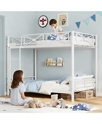 gaomon Metal Twin Over Twin Bunk Bed Modern Heavy Duty Guardrails Space Saving Design Steel Frame School Bedroom