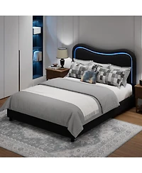 gaomon Led Bed Frame with 2 Drawers and Headboard Cute Upholstered Bed Storage Sturdy Platform No Box Spring