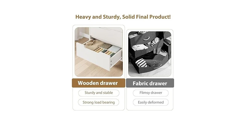 gaomon 6 Dresser for Bedroom, 47.2 in Wide Dresser, Freestanding Vertical Drawer Cabinet