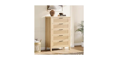 gaomon Fluted Dresser for Bedroom with 5 Drawers, 42.9 in Tall Chest of Large Drawers with Large Clothes Storage Cabinet