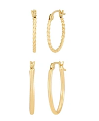 Macy's 2-Pc. Oval Hoop Earrings Set in 10k Yellow Gold