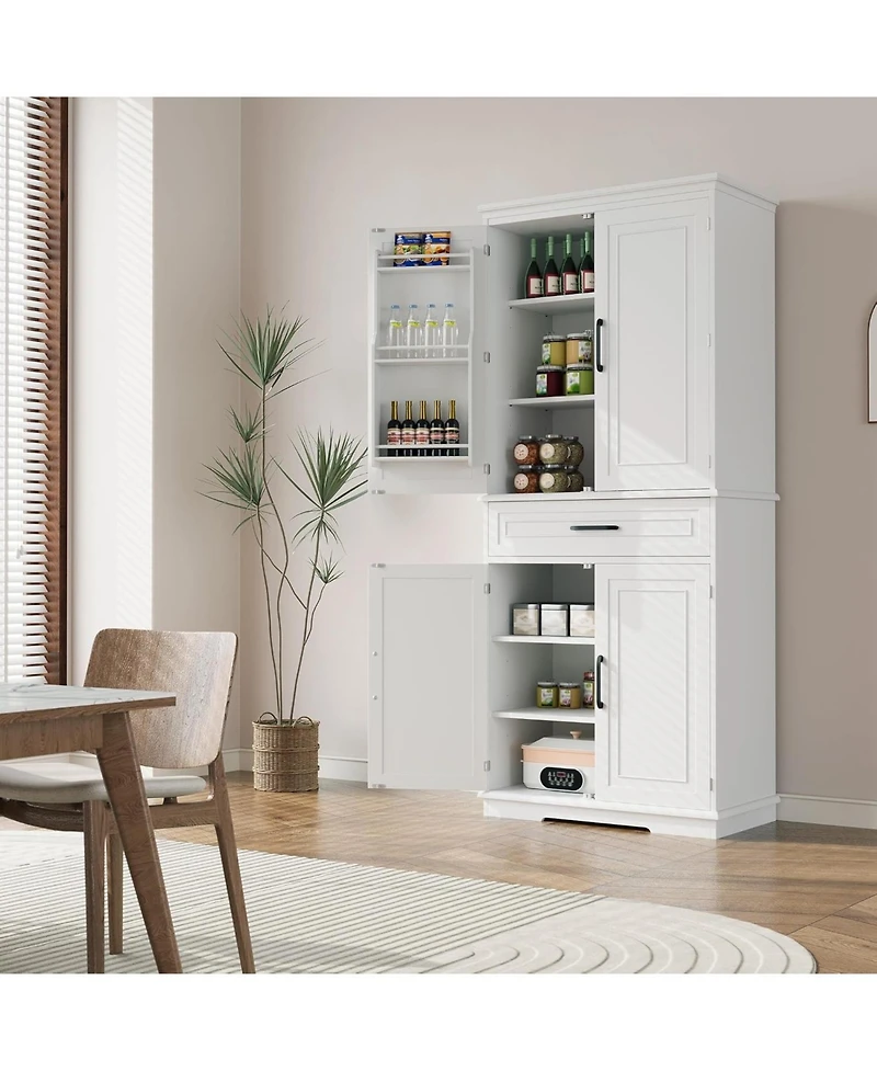 Gaomon 72" Tall Kitchen Pantry Storage Cabinet, Freestanding Cupboard with 1 Drawer & 4 Doors, 3 Adjustable Shelves, Large Storage Cabinet
