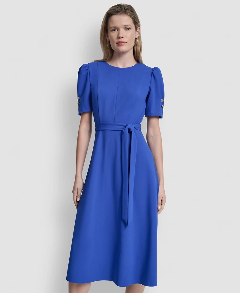 Dkny Petite Short-Sleeve Jewel Neck Flared Maxi Dress