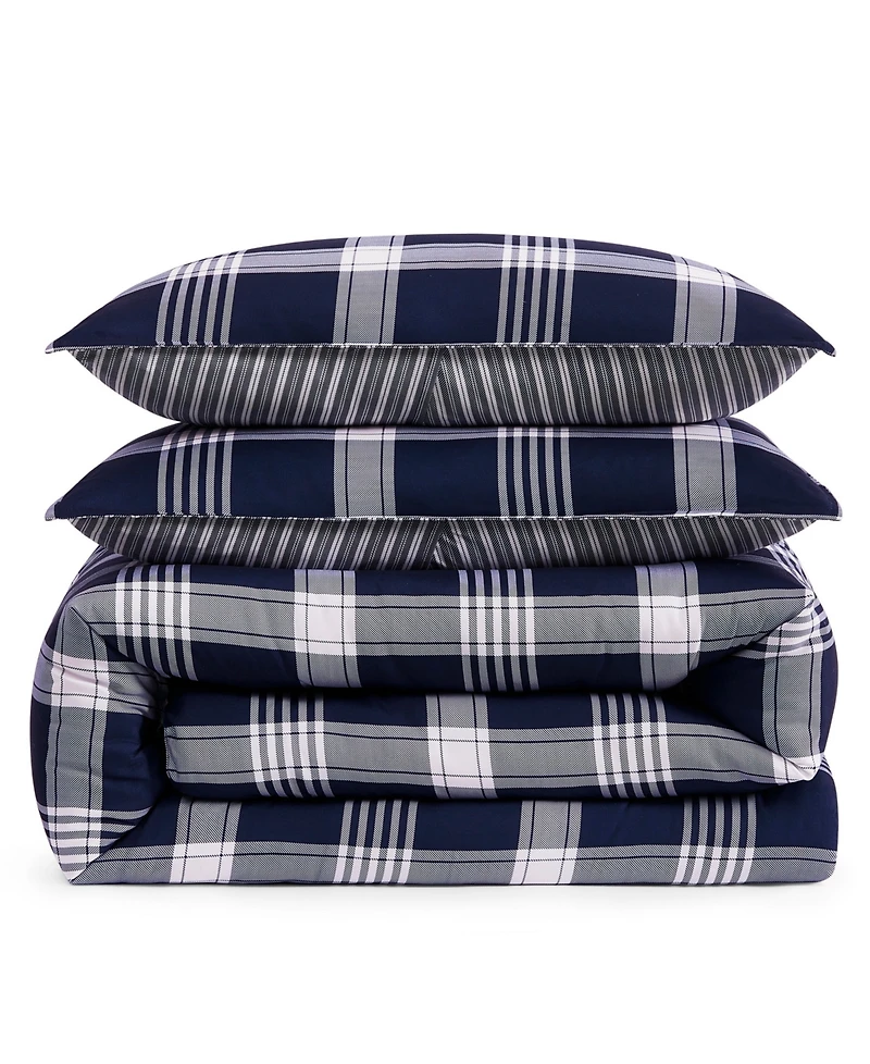 Tommy Hilfiger Huntingdon Plaid Washed Microfiber -Pc. Comforter Set