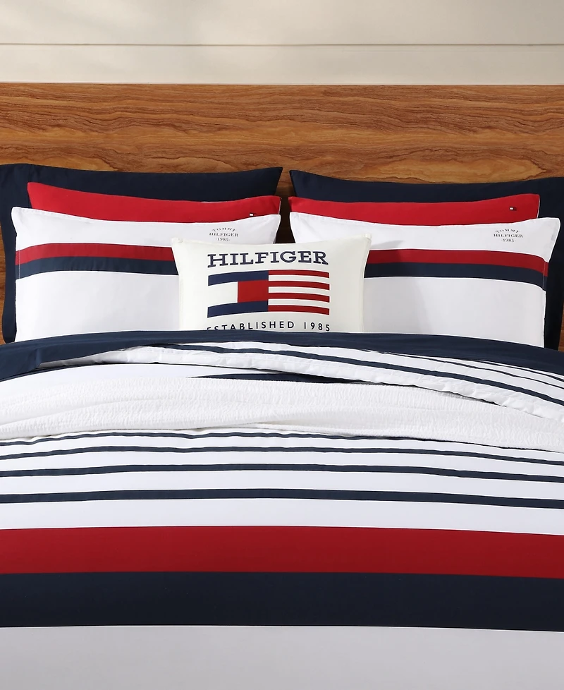 Tommy Hilfiger Tommy Classic Stripe Cotton Reversible 3-Pc. Duvet Cover Set
