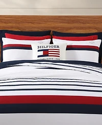 Tommy Hilfiger Tommy Classic Stripe Cotton Reversible 3-Pc. Duvet Cover Set