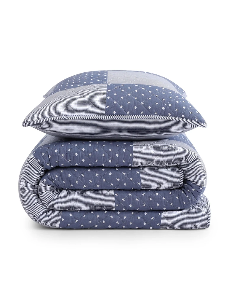 Tommy Hilfiger Ithaca Stargaze Patchwork Cotton Reversible -Pc. Quilt Set
