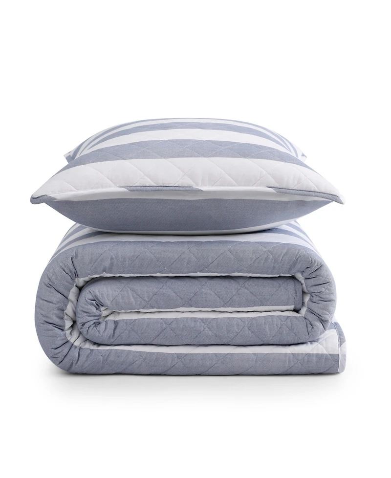 Tommy Hilfiger Capri Stripe Cotton Reversible 3-Pc. Quilt Set