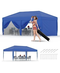 Gaomon 10x20 Ft Pop Up Canopy with 6 Sidewalls, Outdoor Instant Tent with Wheeled Carry Bag, Beach Tent with One Push Setup, Portable Gazebo Shelter