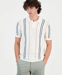 Guess Men's Intarsia Striped Short-Sleeve Polo Shirt