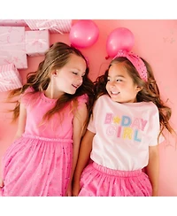 Sweet Wink Little Girls Birthday Girl Rhinestone Patch Short Sleeve T-Shirt