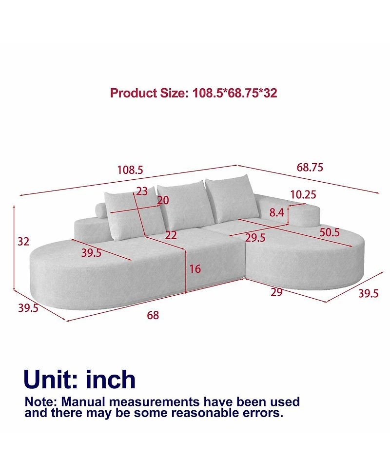 Streamdale Furniture Modern Curved Chenille Sectional Sofa Couch Set