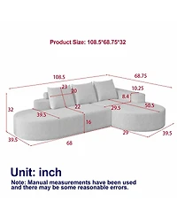 Streamdale Furniture Modern Curved Chenille Sectional Sofa Couch Set