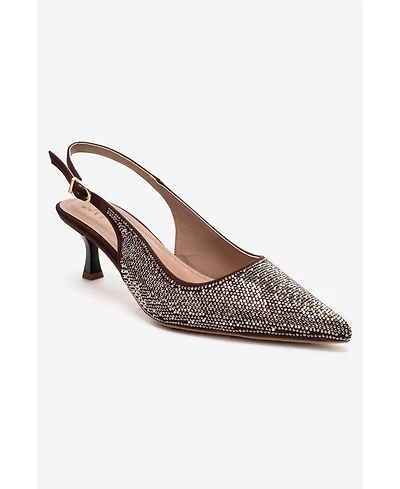 Prologue Shoes Women's Nella Embellished Slingback Pointed Toe Pump