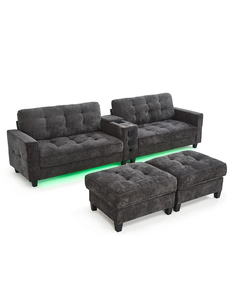 Streamdale Furniture Modern U-shaped Sectional Sofa with Storage Ottomans