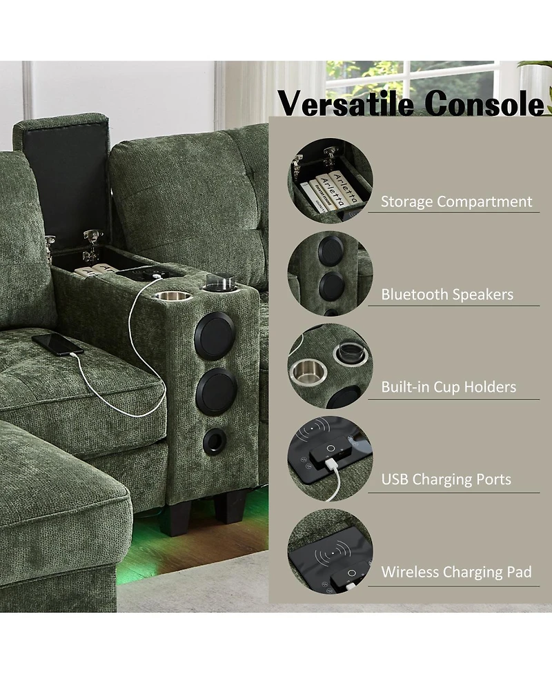 Streamdale Furniture Modern U-shaped Sectional Sofa with Storage Ottomans