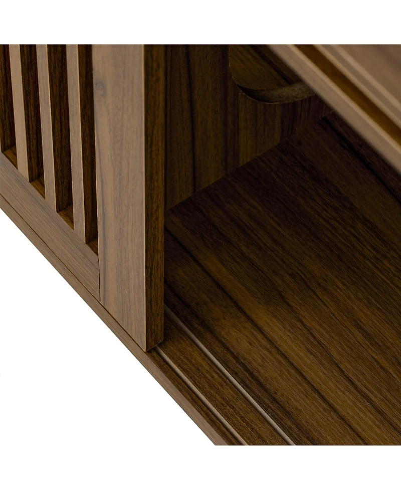 Streamdale Furniture Mid-Century Walnut Tv Stand with Extendable Table & Cushion