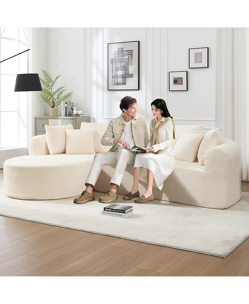 Streamdale Furniture 109" Modern Cloud Sofa with 7 Pillows & L-Shape Modular Design