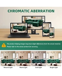 Streamdale Chesterfield Green Velvet King Size 3-in-1 Pull-Out Sofa Bed with Ottoman