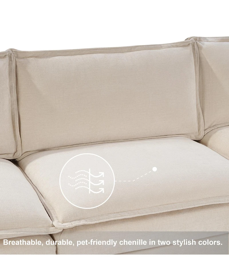 Streamdale Furniture Streamdale L-shaped sofa with storage, cotton-linen velvet, 3 seats, extends, living room