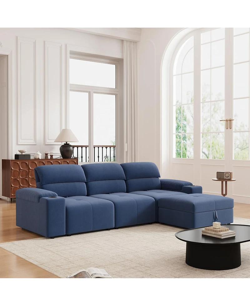 Streamdale Furniture Modern L-shaped sectional sofa, 105-inch cloud sofa with adjustable backrest and ottoman