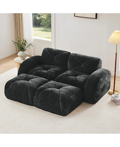 Streamdale Furniture U-shaped Boneless Sofa, Soft Velvet, Tufted, High Density Sponge, No Assembly