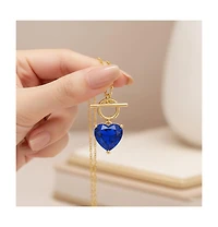 Sterling Silver 14K Gold Plated Necklace with Colored Cubic Zirconia Heart