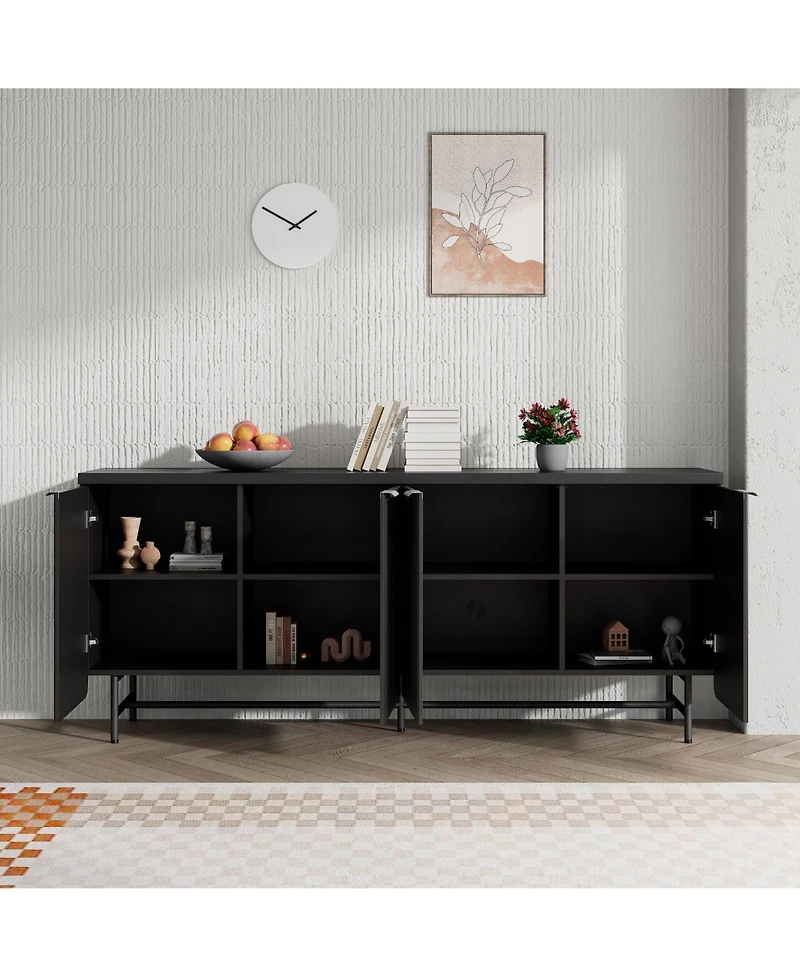 logicfox 68 inch Modern Scandinavian Alcove Door Kitchen Storage Sideboard Buffet Cabinet Console